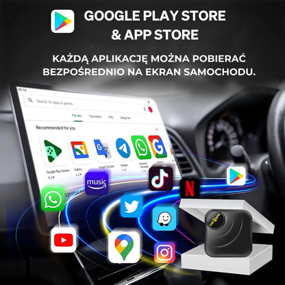 Carsync BOX – System Android 14.0 + GPS + slot na kartę SIM i kartę SD + bezprzewodowe CarPlay/Android Auto