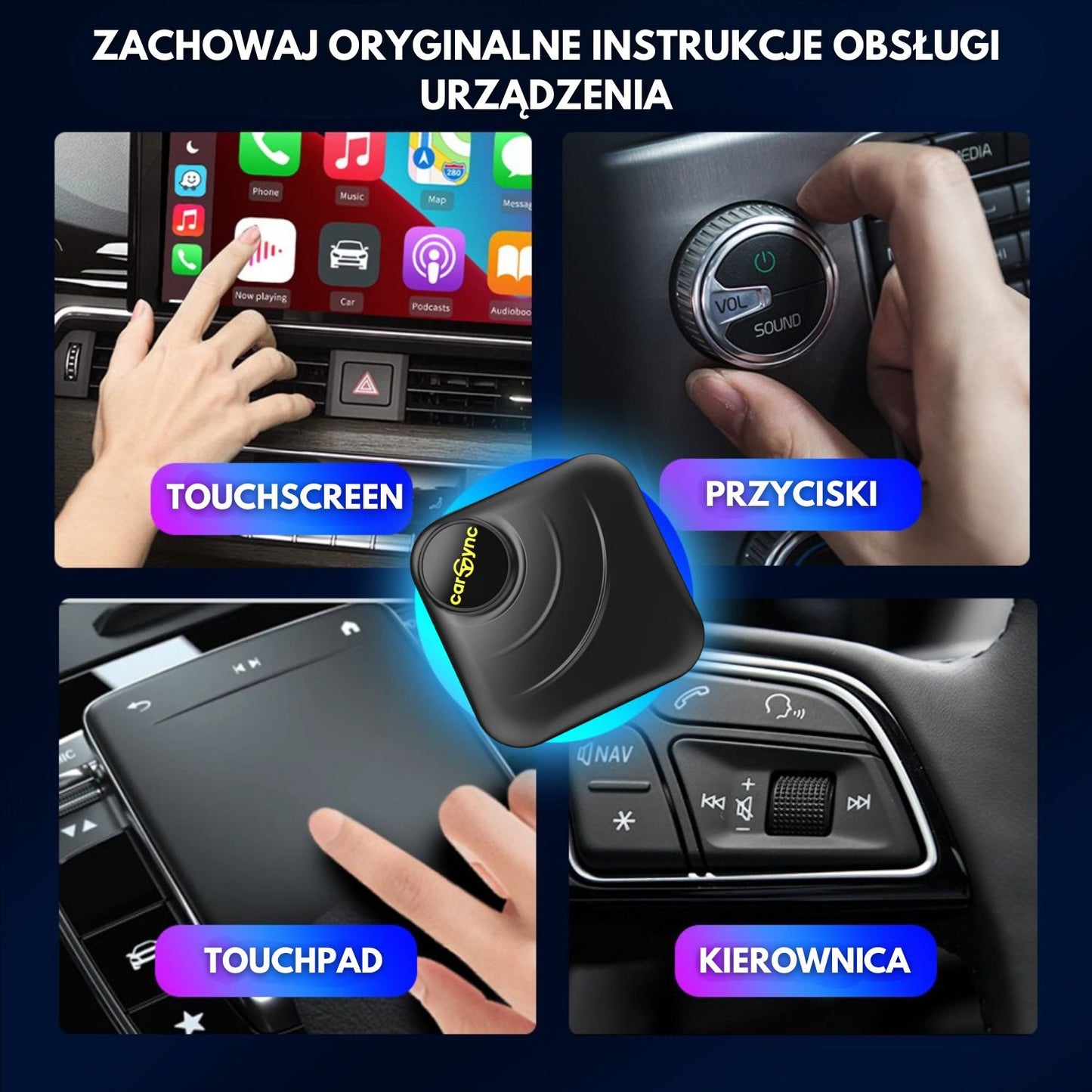 Carsync BOX – System Android 14.0 + GPS + slot na kartę SIM i kartę SD + bezprzewodowe CarPlay/Android Auto