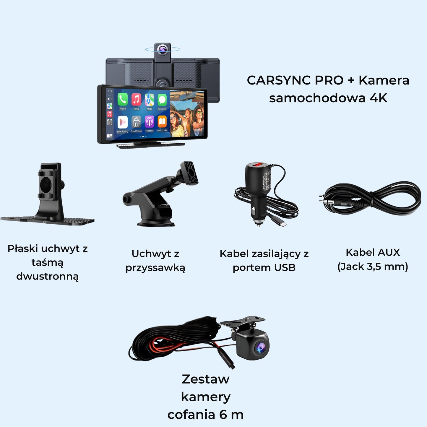 Carsync Pro + Kamera samochodowa 4K + Kamera cofania